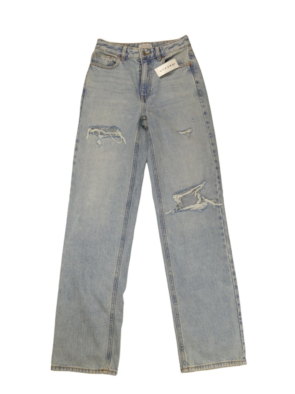 NWT PacSun Distressed Straight Leg Jeans Size 24 Light Wash Denim